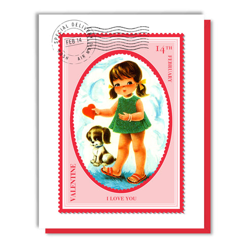 Love You Girl Stamp Valentine Card