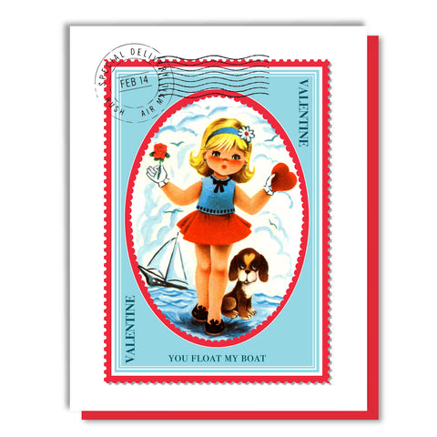 Float My Boat Girl Stamp Valentine Card