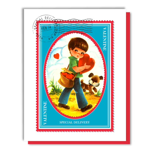 Special Delivery Boy Stamp Valentine Card