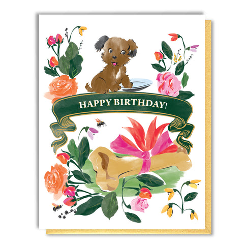 Puppy and Bone Birthday Card