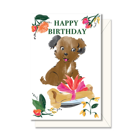 Puppy with Bone Birthday Enclosure Card