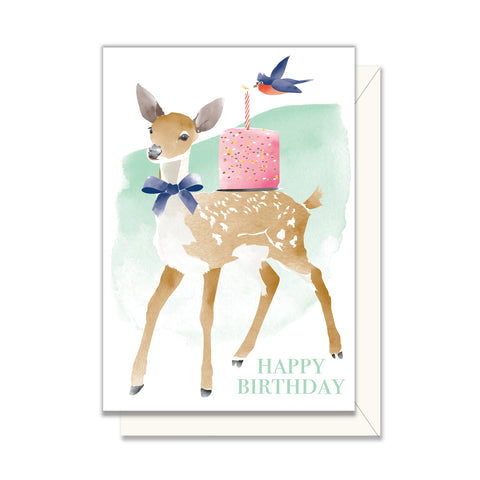 Birthday Cake and Deer Enclosure Card