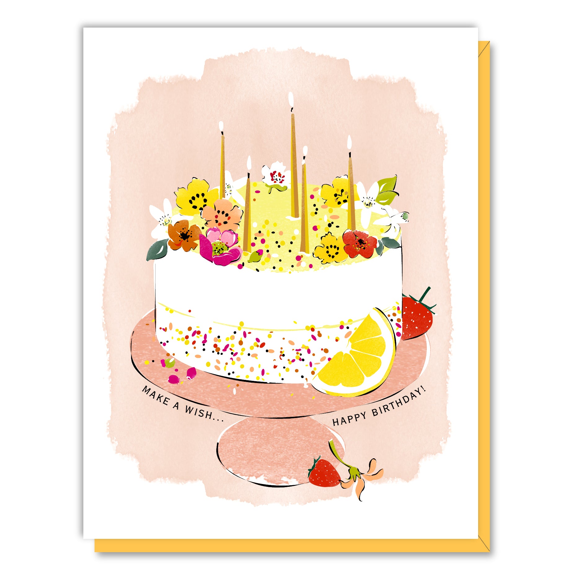 Vector cake with candles and cream illustration. Happy birthday wish card  design element. - Stock Image - Everypixel